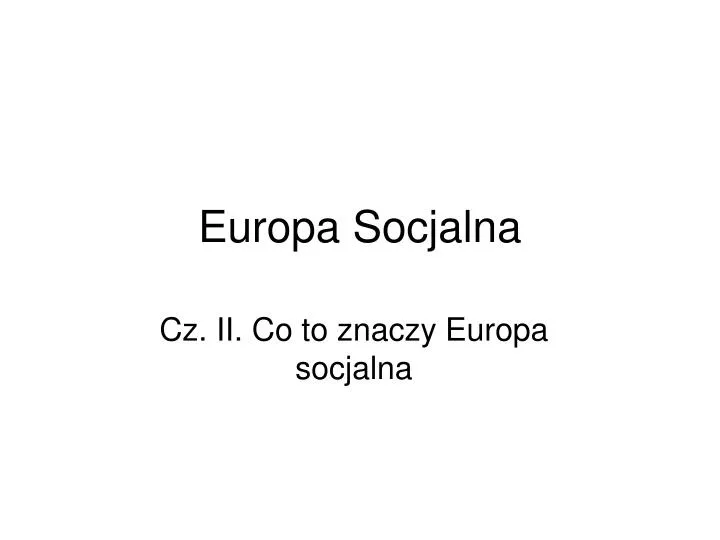 europa socjalna