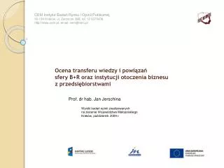 ocena transferu wiedzy i powi za sfery b r oraz instytucji otoczenia biznesu z przedsi biorstwami