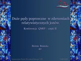 du e p dy poprzeczne w zderzeniach relatywistycznych jon w