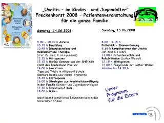 uveitis im kindes und jugendalter freckenhorst 2008 patientenveranstaltung f r die ganze familie
