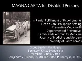 MAGNA CARTA for Disabled Persons In Partial Fulfillment of Requirements