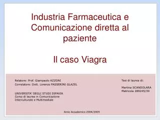 industria farmaceutica e comunicazione diretta al paziente il caso viagra