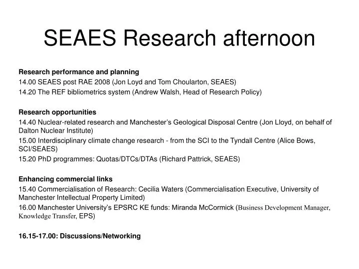 seaes research afternoon
