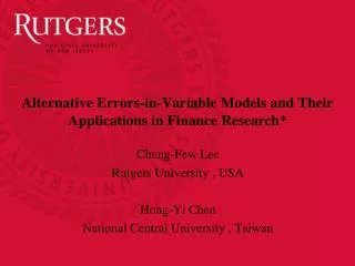 Alternative Errors-in-Variable Models and Their Applications in Finance Research*