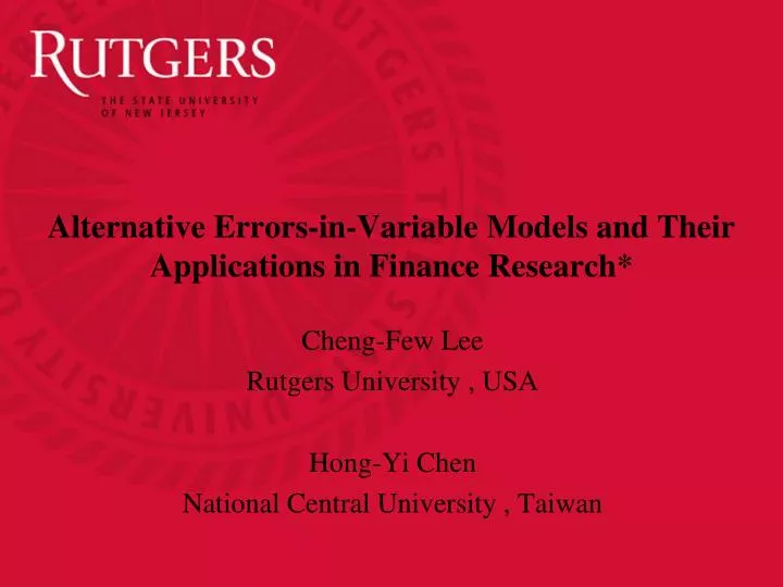 alternative errors in variable models and their applications in finance research
