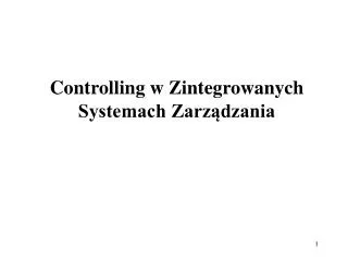 controlling w zintegrowanych systemach zarz dzania