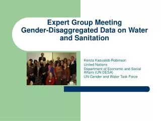 Expert Group Meeting Gender-Disaggregated Data on Water and Sanitation