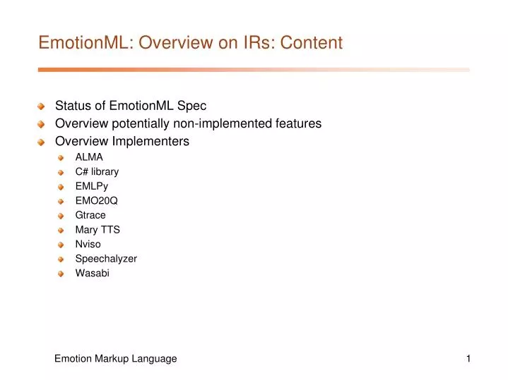 emotionml overview on irs content