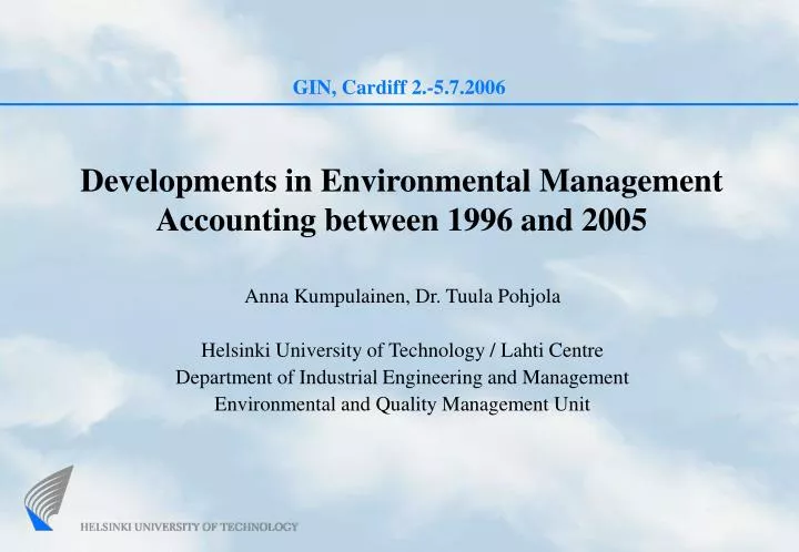 developments in environmental management accounting between 1996 and 2005
