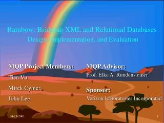 Rainbow: Bridging XML and Relational Databases Design, Implementation, and Evaluation