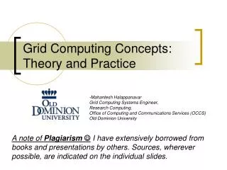 Grid Computing Concepts: Theory and Practice