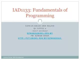 IAD1133: Fundamentals of Programming
