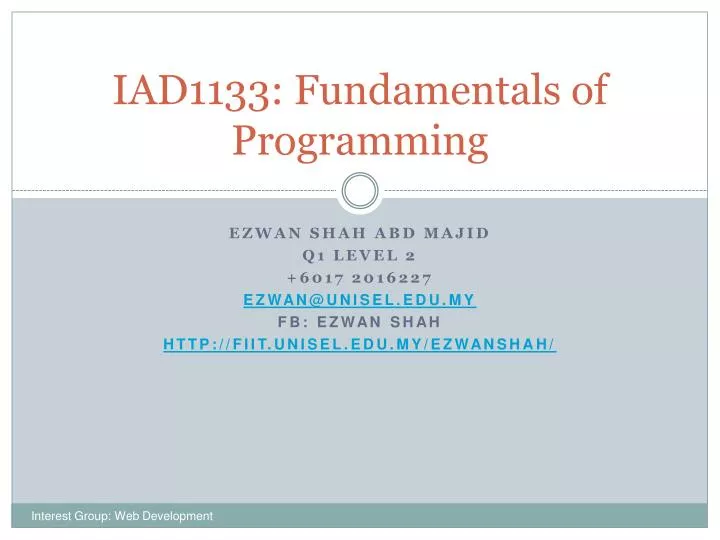 iad1133 fundamentals of programming