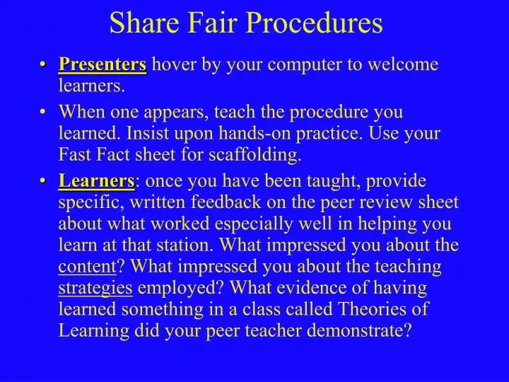 share fair procedures