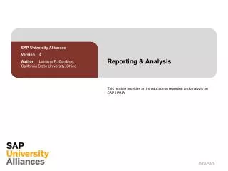 Reporting &amp; Analysis