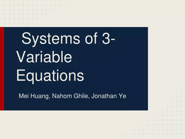 systems of 3 variable equations