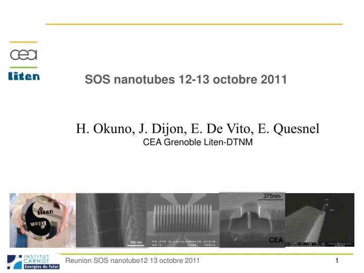 sos nanotubes 12 13 octobre 2011