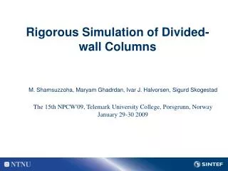 Rigorous Simulation of Divided-wall Columns