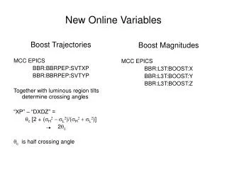 New Online Variables