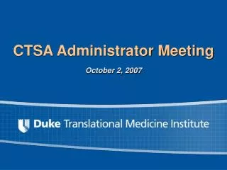CTSA Administrator Meeting