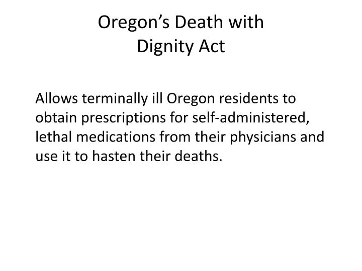 oregon s death with dignity act
