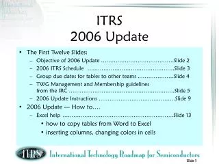 ITRS 2006 Update