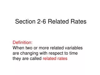 Section 2-6 Related Rates