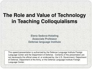 The Role and Value of Technology in Teaching Colloquialisms