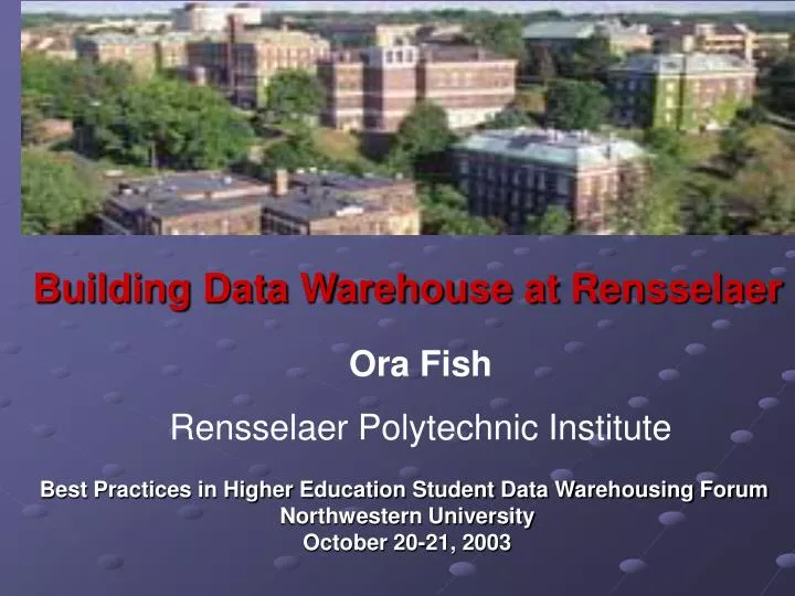 building data warehouse at rensselaer