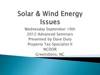 Solar &amp; Wind Energy Issues