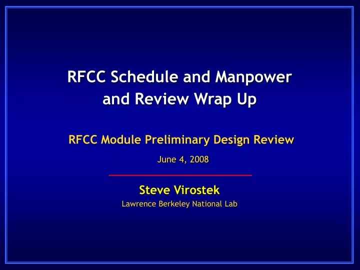 rfcc schedule and manpower and review wrap up