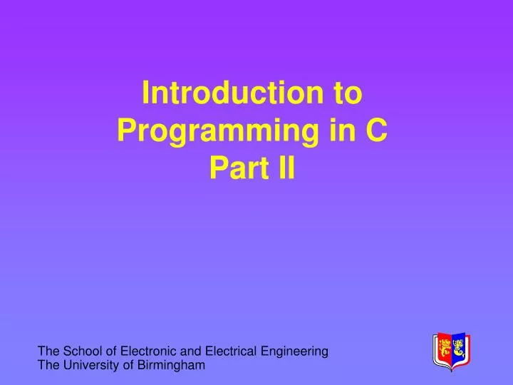 introduction to programming in c part ii