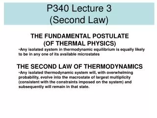 P340 Lecture 3 (Second Law)