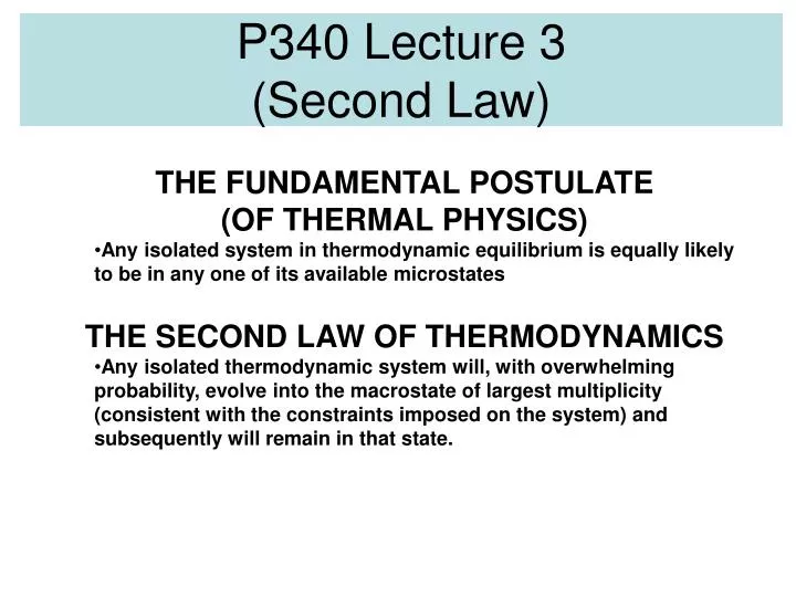 p340 lecture 3 second law