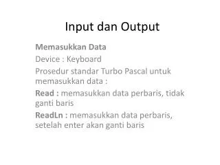 input dan output