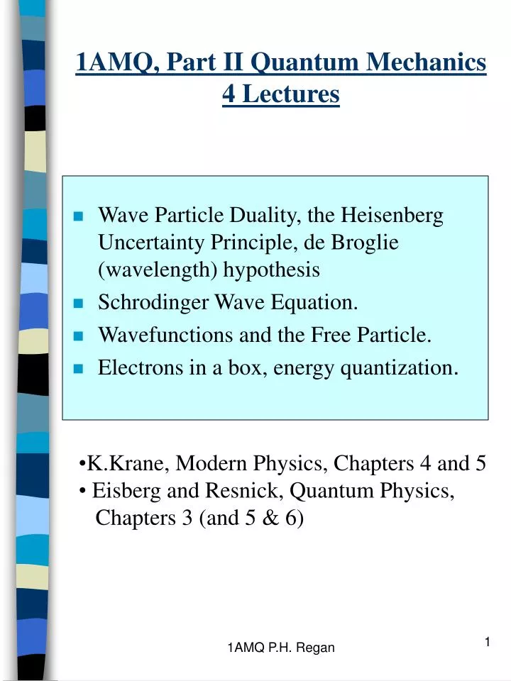 1amq part ii quantum mechanics 4 lectures