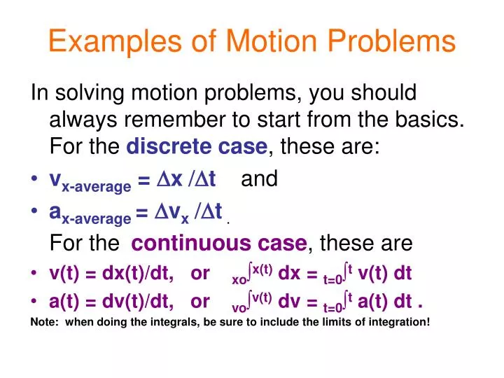 examples of motion problems