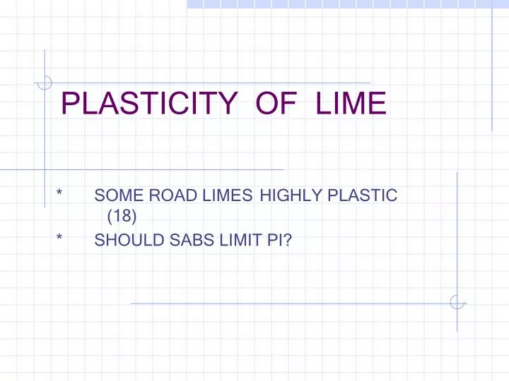 plasticity of lime