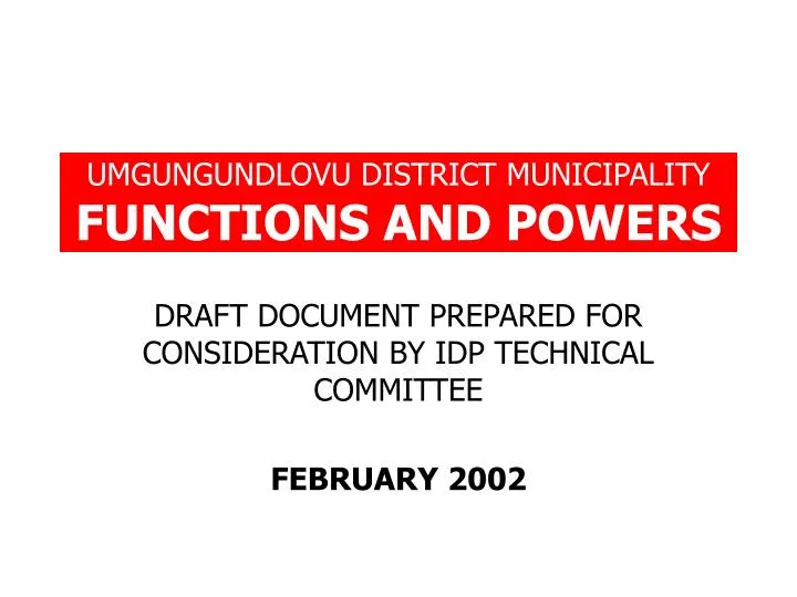 umgungundlovu district municipality functions and powers