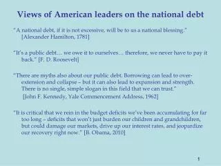 Views of American leaders on the national debt