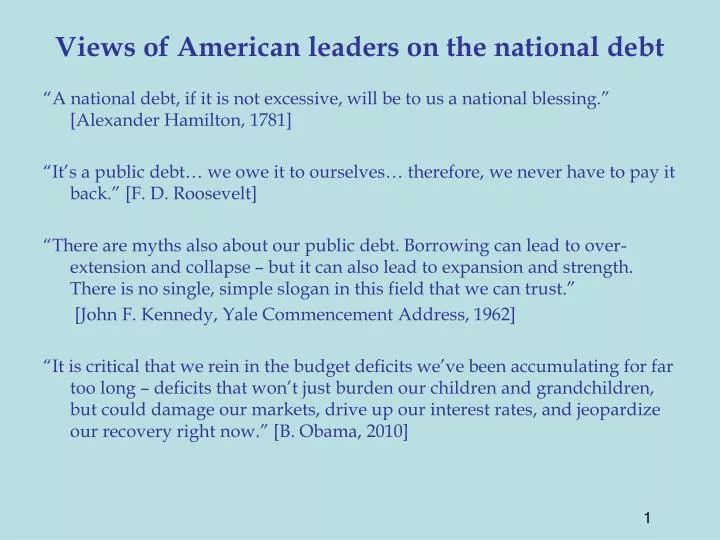 views of american leaders on the national debt