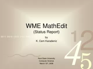 WME MathEdit (Status Report)
