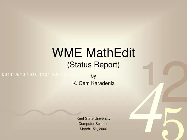 wme mathedit status report