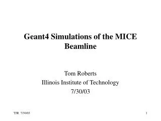 Geant4 Simulations of the MICE Beamline