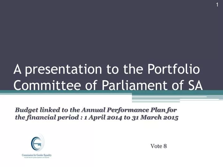 a presentation to the portfolio committee of parliament of sa