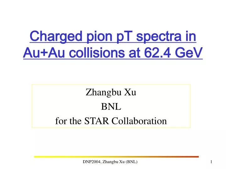 charged pion pt spectra in au au collisions at 62 4 gev
