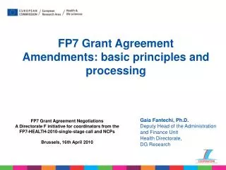 FP7 Grant Agreement Amendments: basic principles and processing