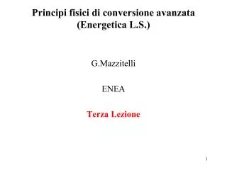 principi fisici di conversione avanzata energetica l s