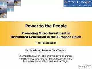 Power to the People Promoting Micro-Investment in Distributed Generation in the European Union