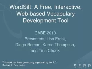 WordSift: A Free, Interactive, Web-based Vocabulary Development Tool